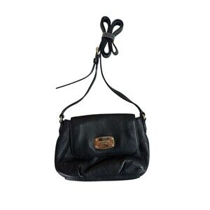 Michael Kors Black Black Pebble Grain Leather Flap Snap Shoulder Bag Crossbody